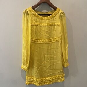 Cathrine Malandrino Mustard Yellow Chiffon Dress  Size 2